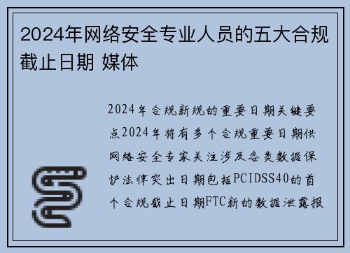 2024年网络安全专业人员的五大合规截止日期 媒体