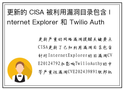 更新的 CISA 被利用漏洞目录包含 Internet Explorer 和 Twilio Auth